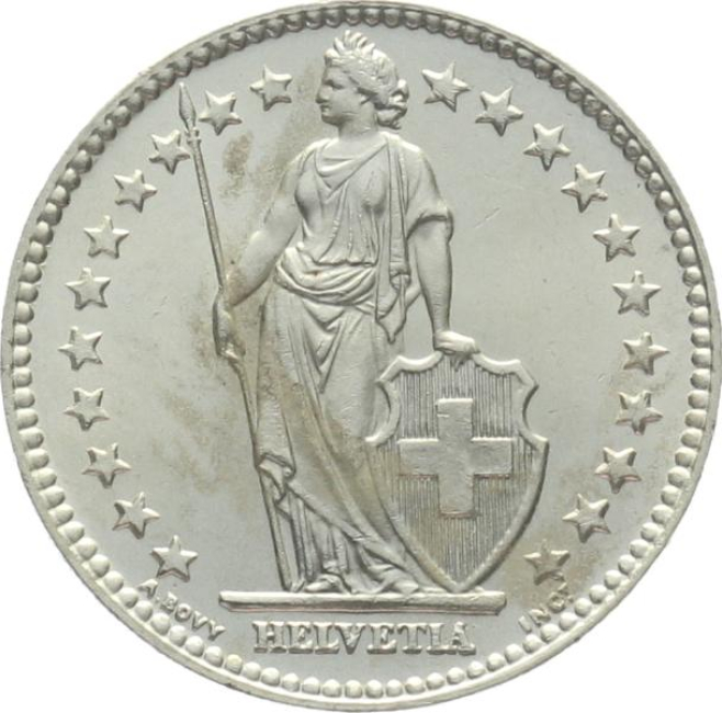 2 Franken 1955 B - fast stempelglanz